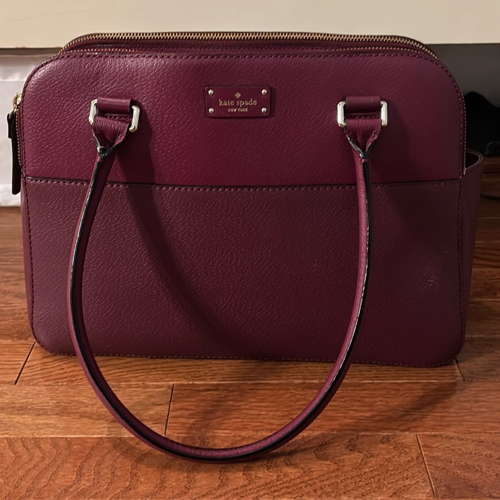 Kate Spade - Burgundy Double Zipper Large Tote Bag